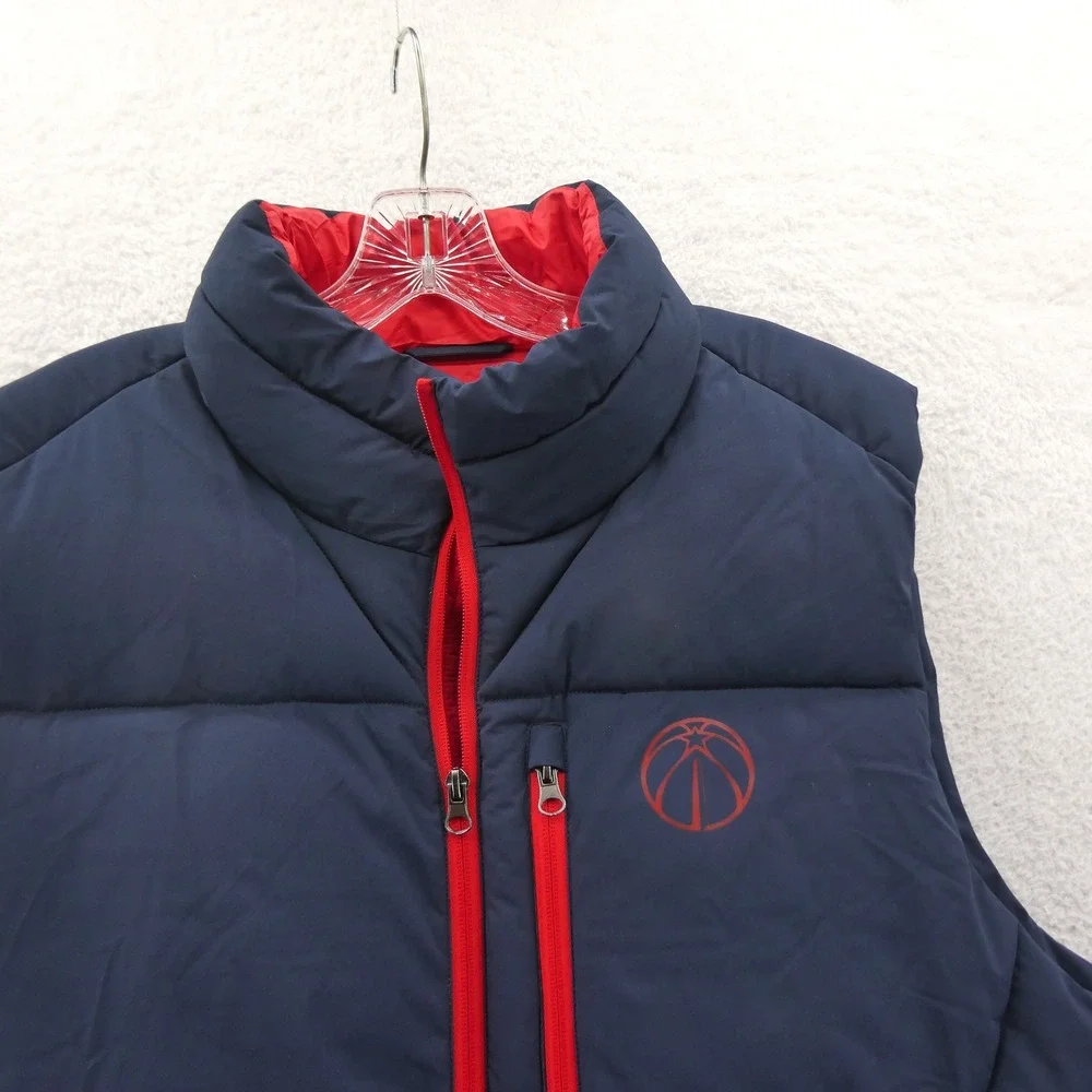 G-III Vest Mens Large NBA‎ Washington Wizards Navy Blue Red Puffer Full Zip Y2K
